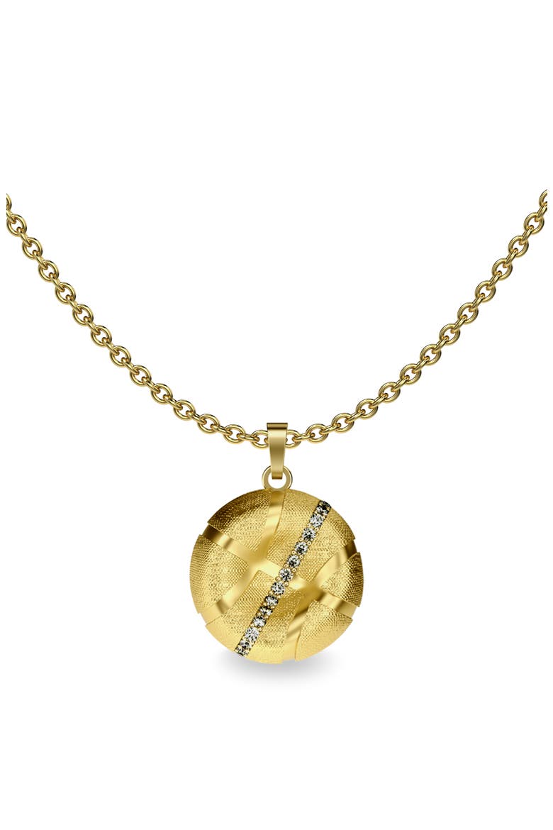 The Basketball Crooked Ball Linear Diamond Necklace, Main, color, Gold / White Diamond
