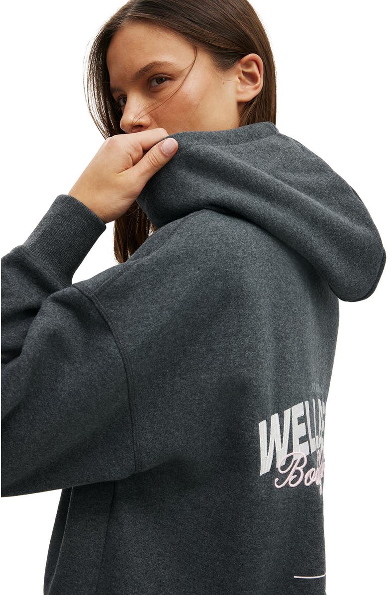 COTTON ON BODY Women's Active Plush Premium Graphic Hoodie, Alternate, color, Dark Grey Marle Wellness