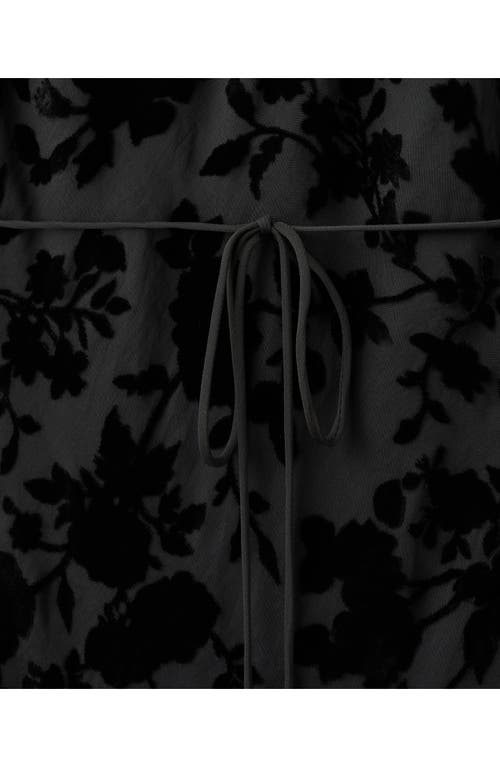 Mango Floral Jacquard Long Bell Sleeve Maxi Dress In Black