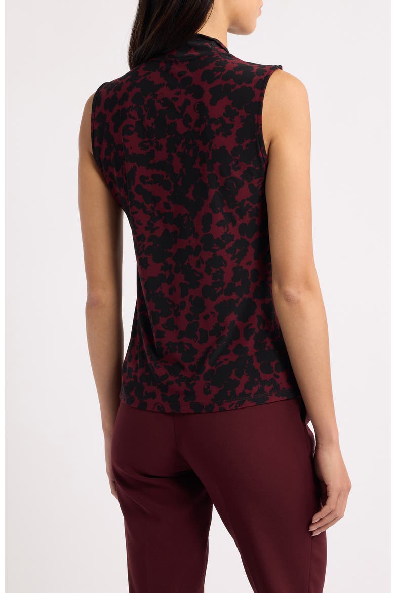 Print Faux Wrap Sleeveless Top, Alternate, color, BAROLO/ ANNE BLACK