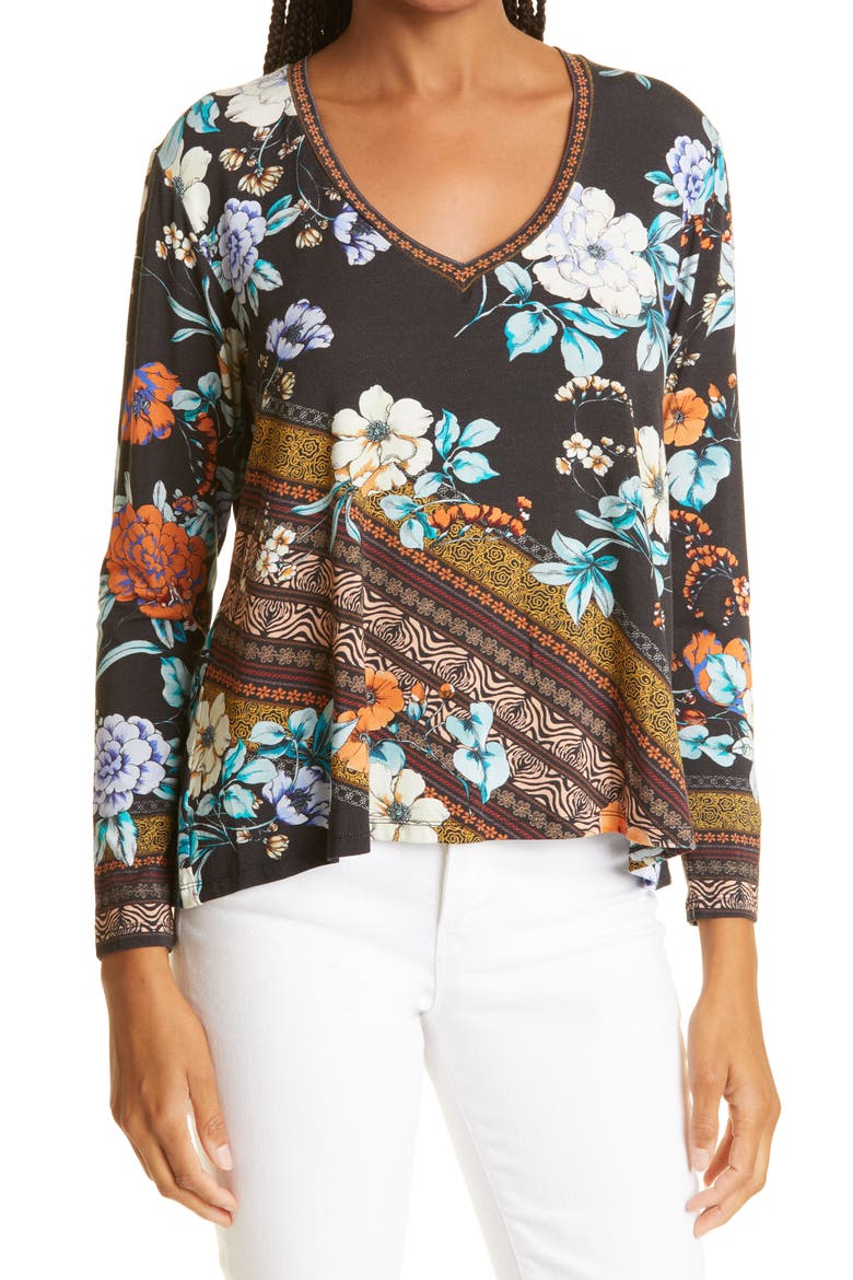 Golden Spring Favorite Floral Top, Main, color, MULTI