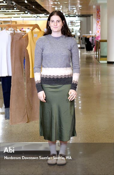 Griffen Pointelle Border Wool & Cashmere Crewneck Sweater (Women ...