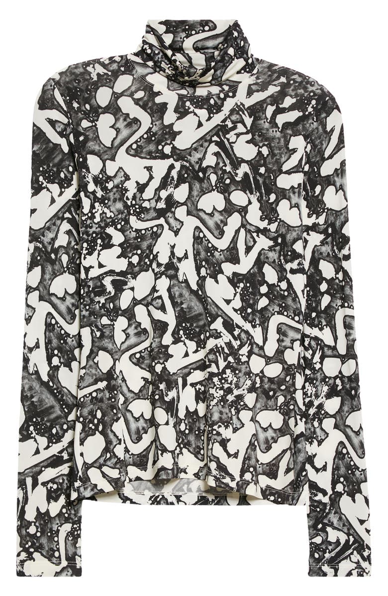 Stella McCartney x Frank Stella Swan Print Turtleneck Top, Alternate, color,