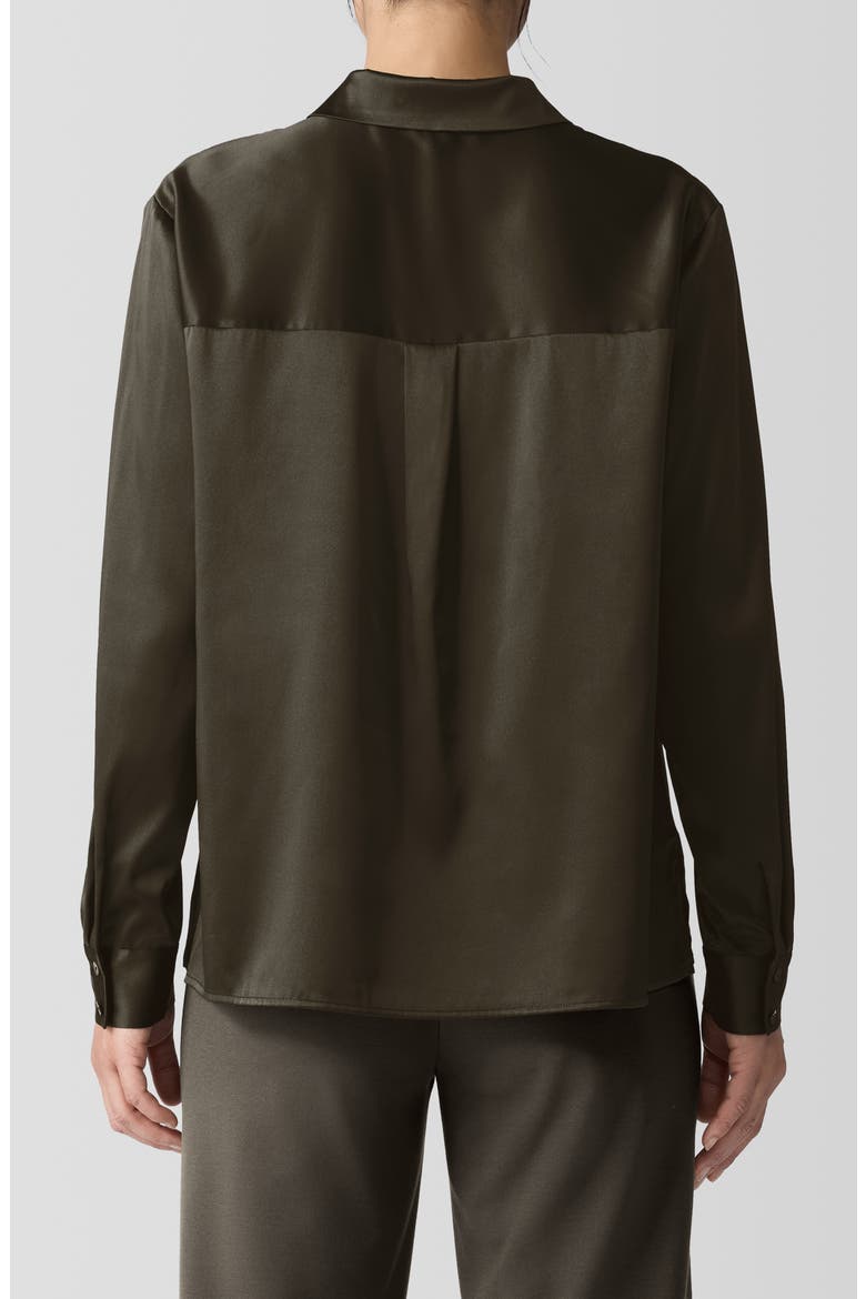 Classic Collar Stretch Silk Button-Up Shirt, Alternate, color, WREN