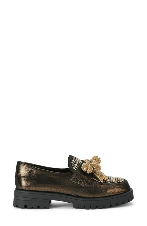 Crystal Bow Platform Loafer