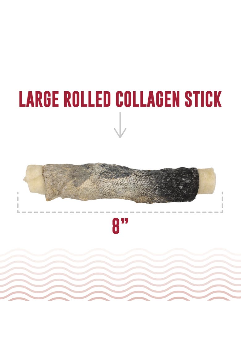 8 Inch Rolled Collagen Stick Beef and Cod Skin, 18 Pack Dog Treat, Alternate, color, Multicolored