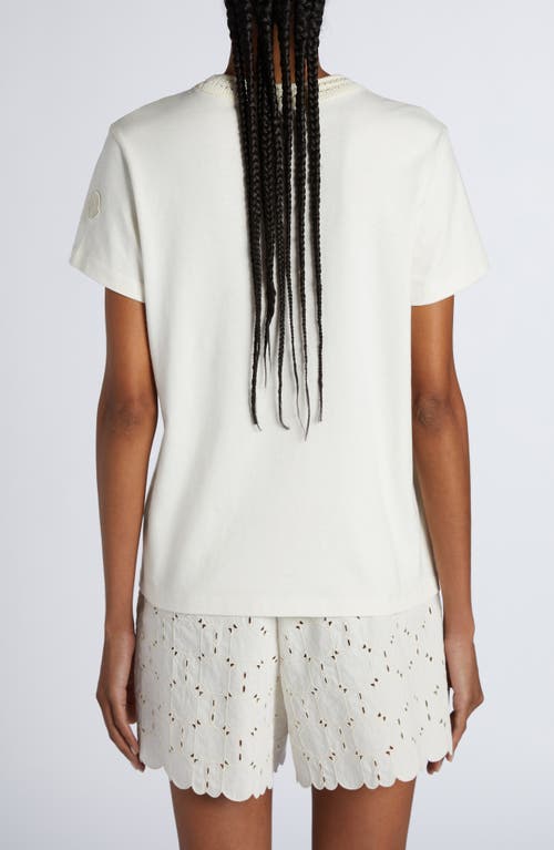 Moncler Crocheted Neck Tee In White
