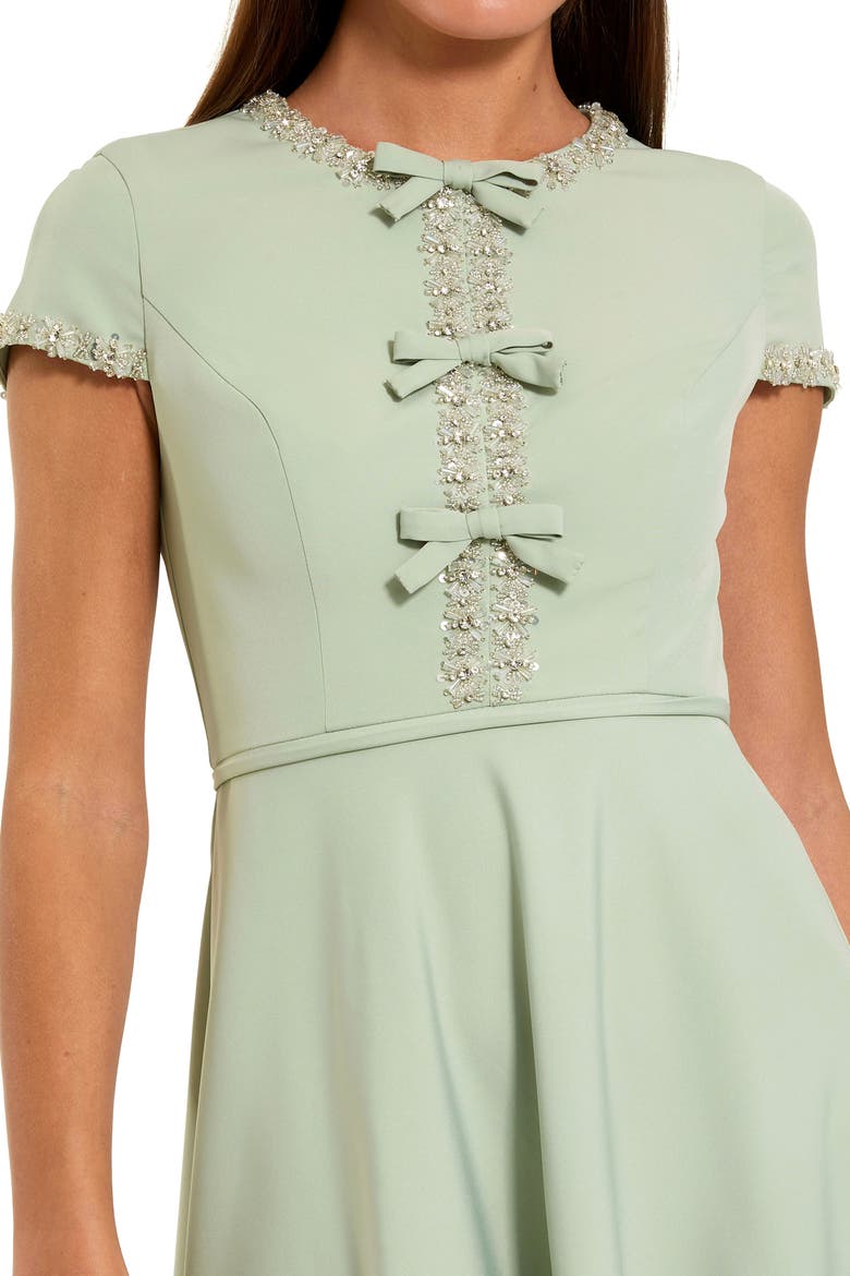 Crepe Midi Dress With Rhinestone Beading, Alternate, color, Sage