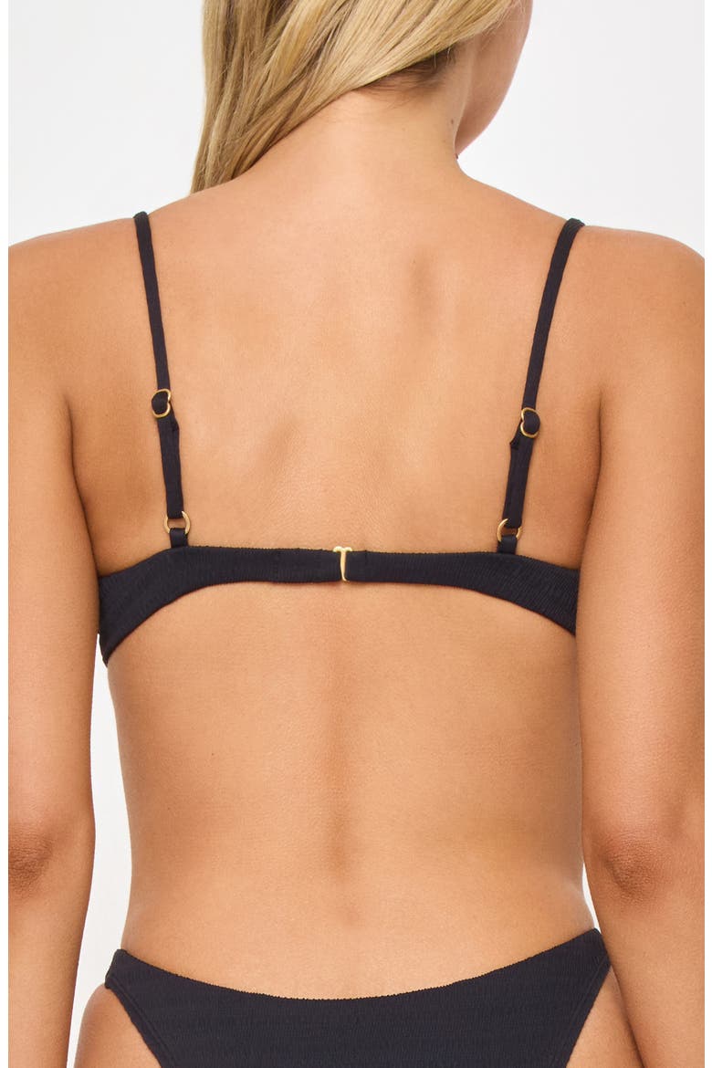 Belle Underwire Pucker Textured Bikini Top, Alternate, color, BLACK