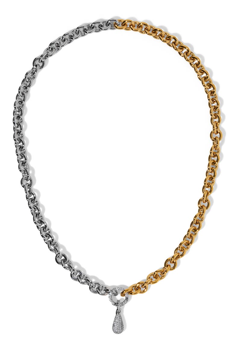 Gemini Pavé Drop Chain Necklace, Main, color, GOLD
