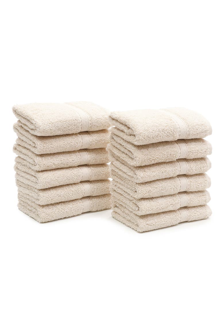 100% Turkish Cotton Sinemis Terry Washcloths - Set of 12, Alternate, color, BEIGE