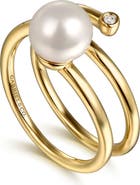 Gabriel & Co. 14K Gold Diamond & Pearl Wide Band Wrap Ring