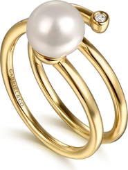 Gabriel & Co. 14K Gold Diamond & Pearl Wide Band Wrap Ring
