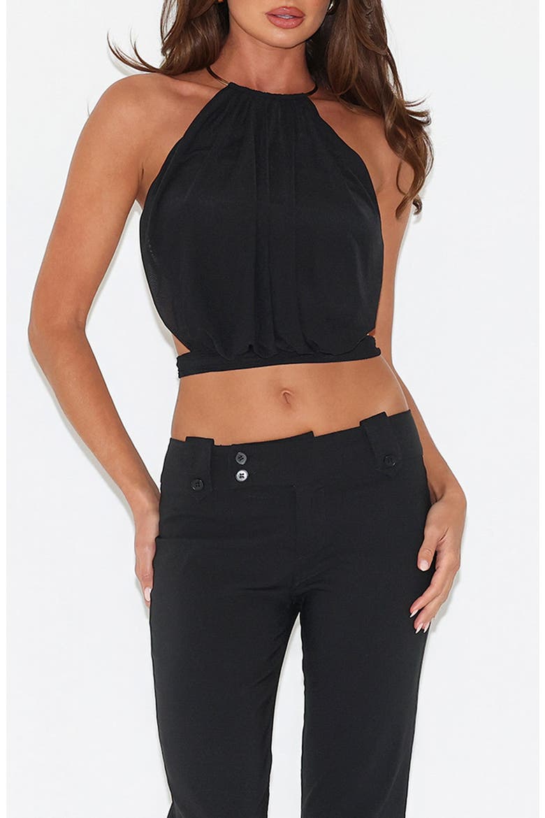 Evanna Cutout Halter Crop Top, Main, color, BLACK