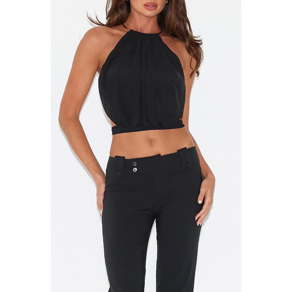 Tiger Mist Evanna Cutout Halter Crop Top In Brown