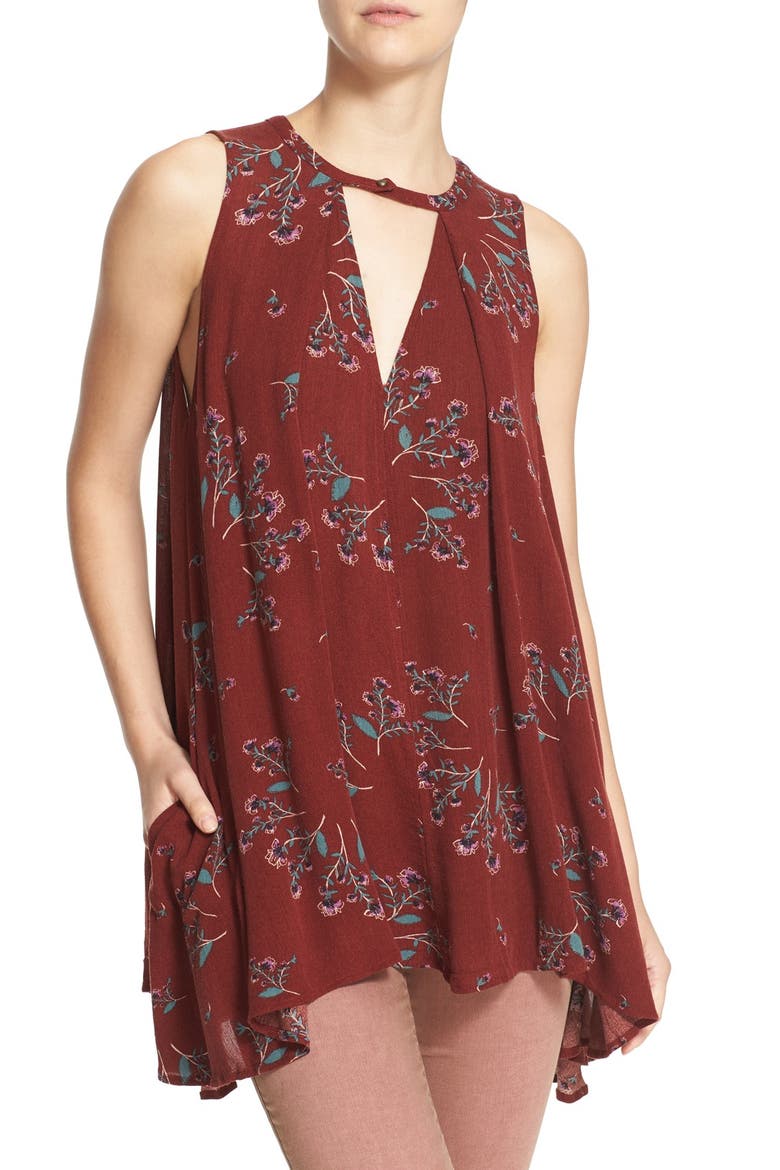 'Tree Swing' Sleeveless Tunic, Main, color, CRIMSON