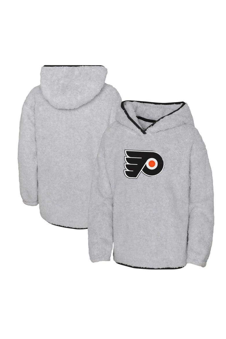 Girls Youth Heather Gray Philadelphia Flyers Ultimate Teddy Fleece Pullover Hoodie, Main, color, Heather Gray