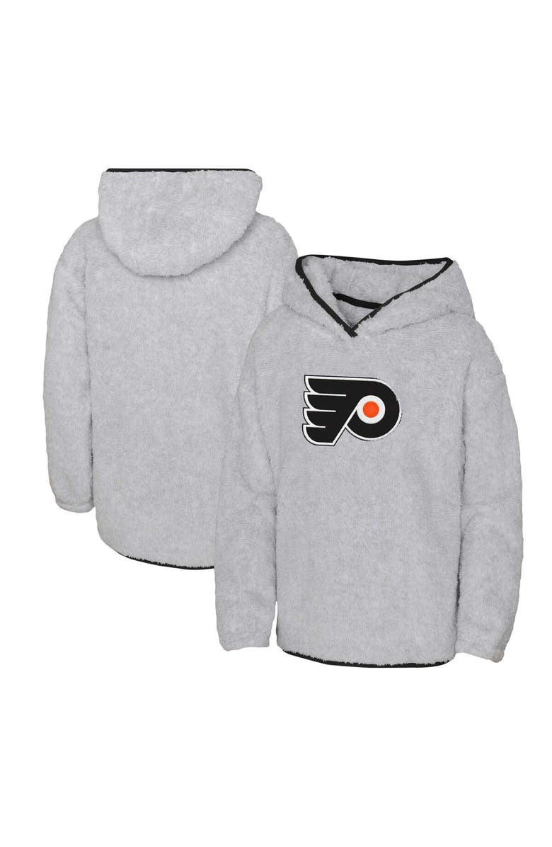 Outerstuff Girls Youth Heather Gray Philadelphia Flyers Ultimate Teddy Fleece Pullover Hoodie, Main, color, Heather Gray