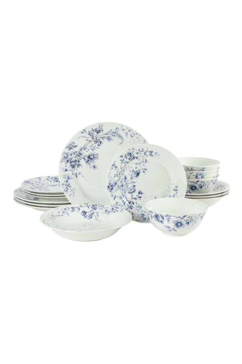 16 Piece Decorated Ceramic Dinnerware Set, Main, color, Blue/White