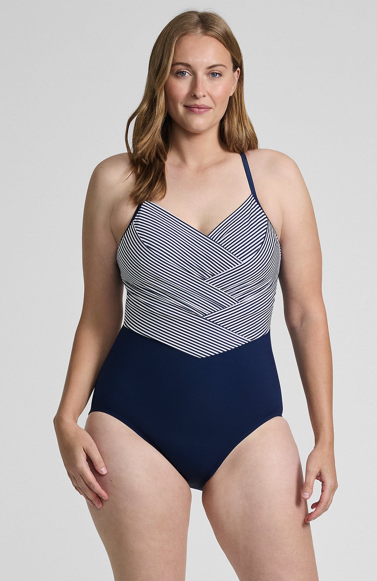 selected Deep Sea Navy Mini Stripe