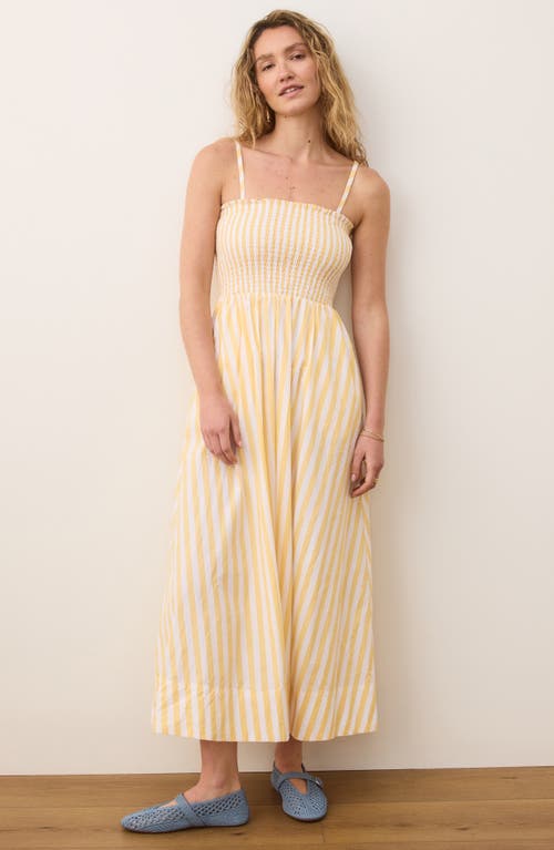 MARINE LAYER MARINE LAYER SUTTON STRIPE SMOCKED PIMA COTTON MAXI SUNDRESS