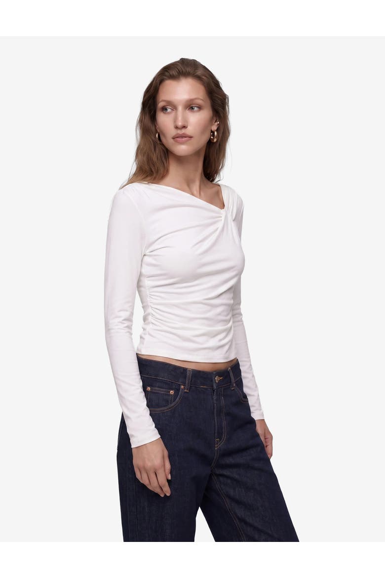 Draped Long Sleeve V-Neck Top, Alternate, color, ECRU