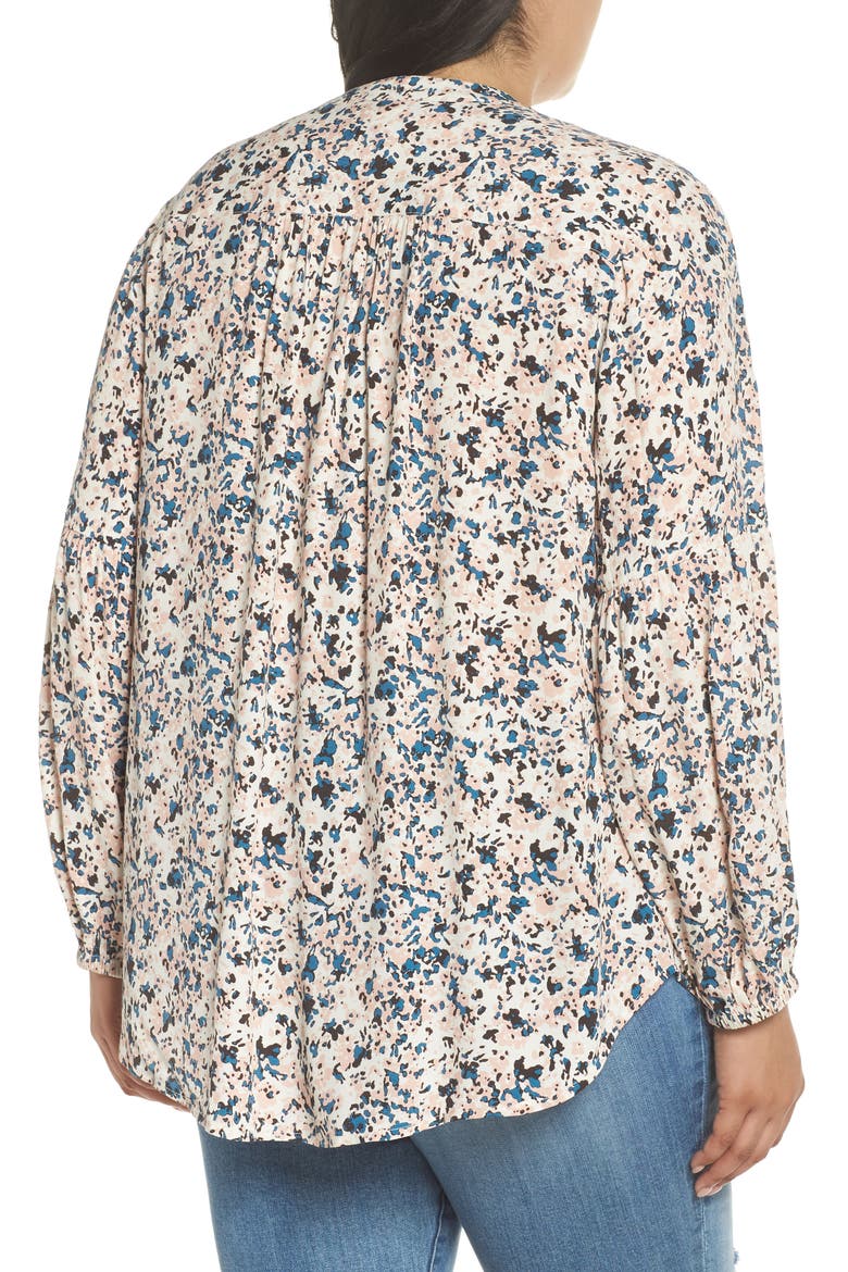 Button-Up Patterned Top, Alternate, color, IVORY- PINK PIONEER FLORAL