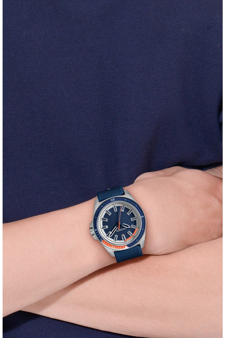 Capbreton Silicone Strap Watch, 43mm, Alternate, color, BLUE