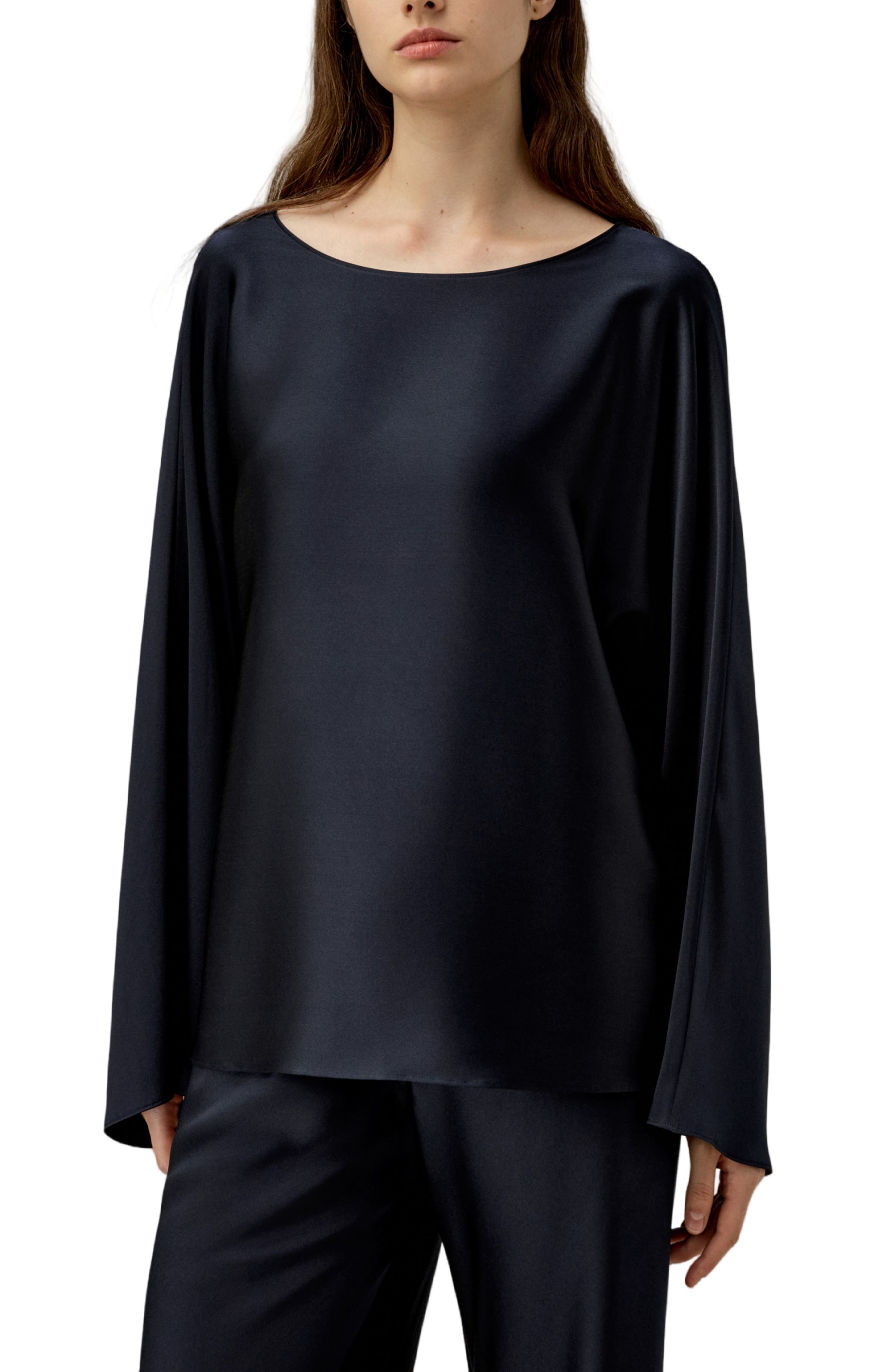 Silk Charmeuse Crewneck Blouse - image 3