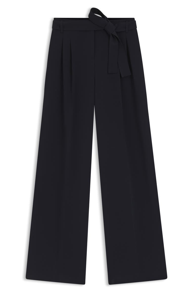 BOSS Tapiana Pleated Tie Waist Straight Leg Pants, Alternate, color, Sky Captain