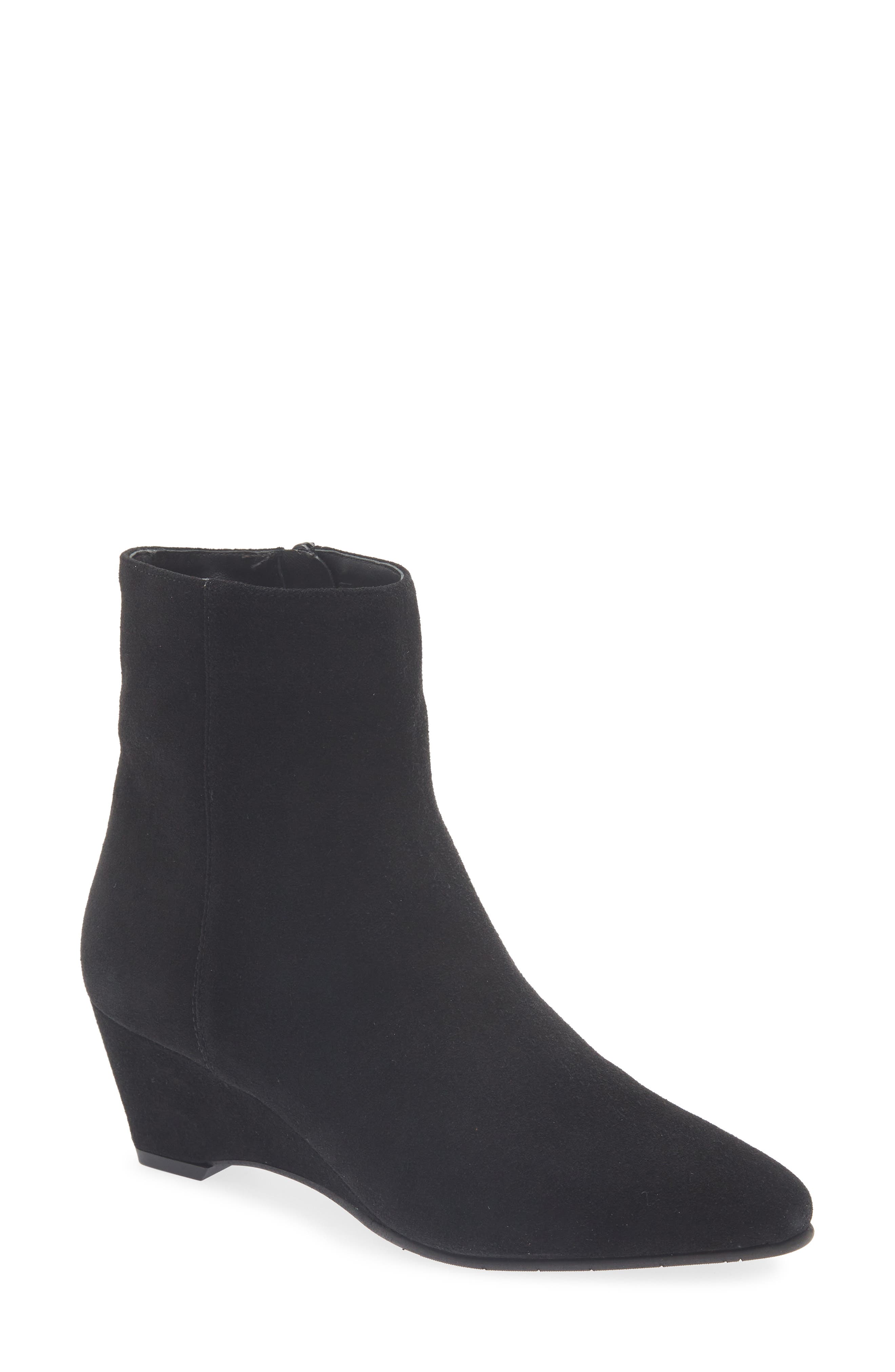 Kellini Waterproof Leather Wedge Bootie, Main, color, BLACK SUEDE