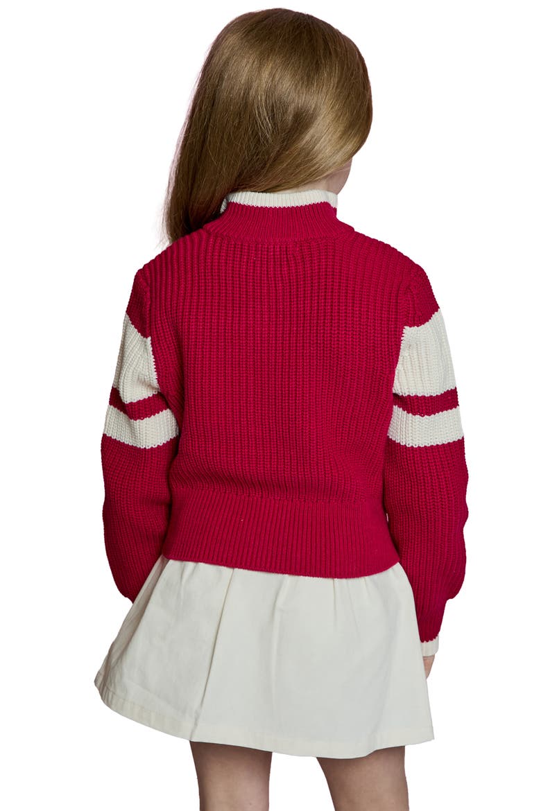 Kids' Rugby Striped Zip Cardigan, Alternate, color, RUBY COMBO