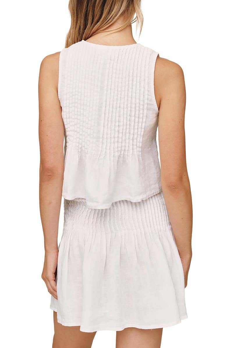 Bella Dahl Pintuck Peplum Sleeveless Linen Shirt, Alternate, color, White
