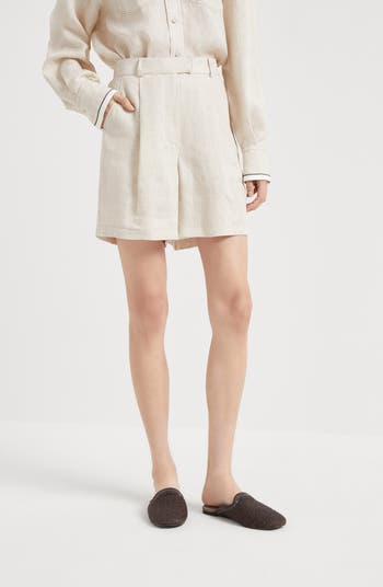 ショーツ BRUNELLO CUCINELLI LINEN BAGGY SHORTS Brunello Cucinelli Pleated Linen Baggy Shorts | Neiman Marcus
