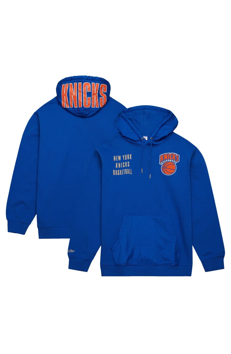 Mitchell & Ness Men's Mitchell & Ness Blue New York Knicks Team OG 2.0 Vintage Logo Fleece Pullover Hoodie, Main, color,