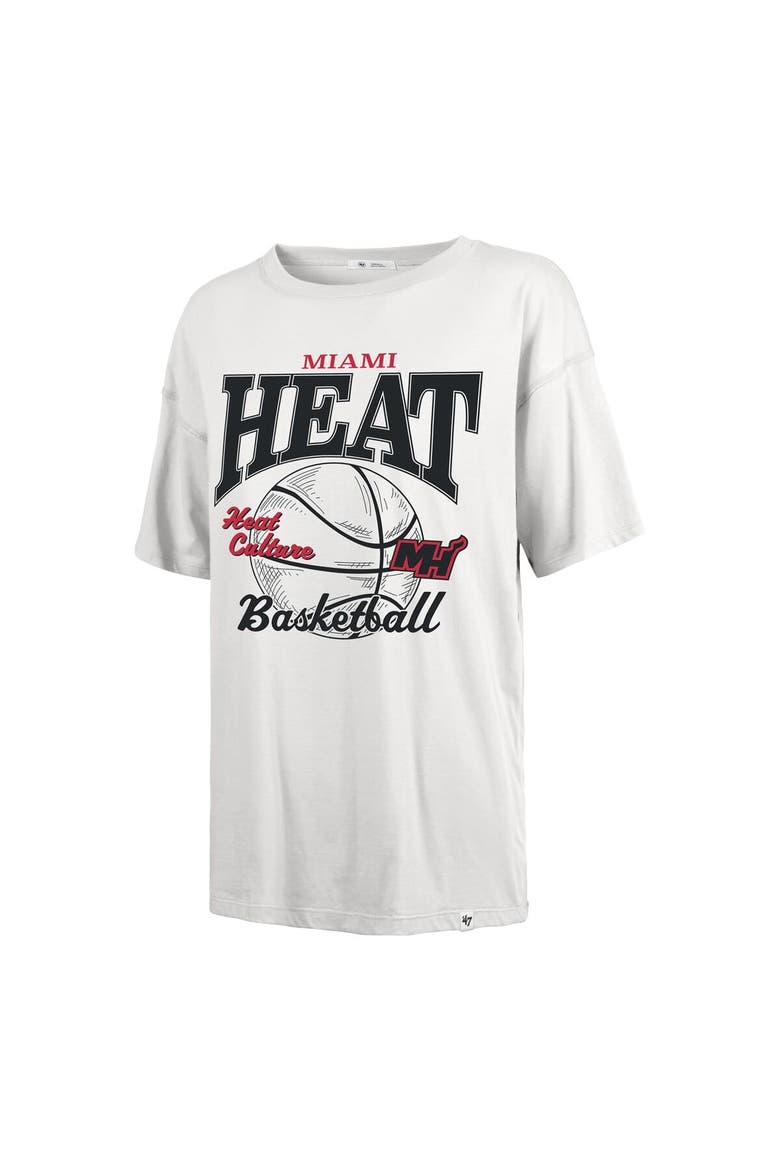 Women's '47  White Miami Heat City Edition Down Court Sadie T-Shirt, Alternate, color, White