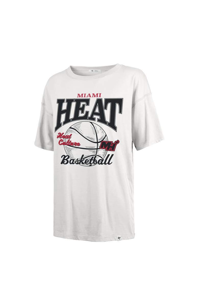'47 Women's '47 White Miami Heat City Edition Down Court Sadie T-Shirt, Alternate, color, White