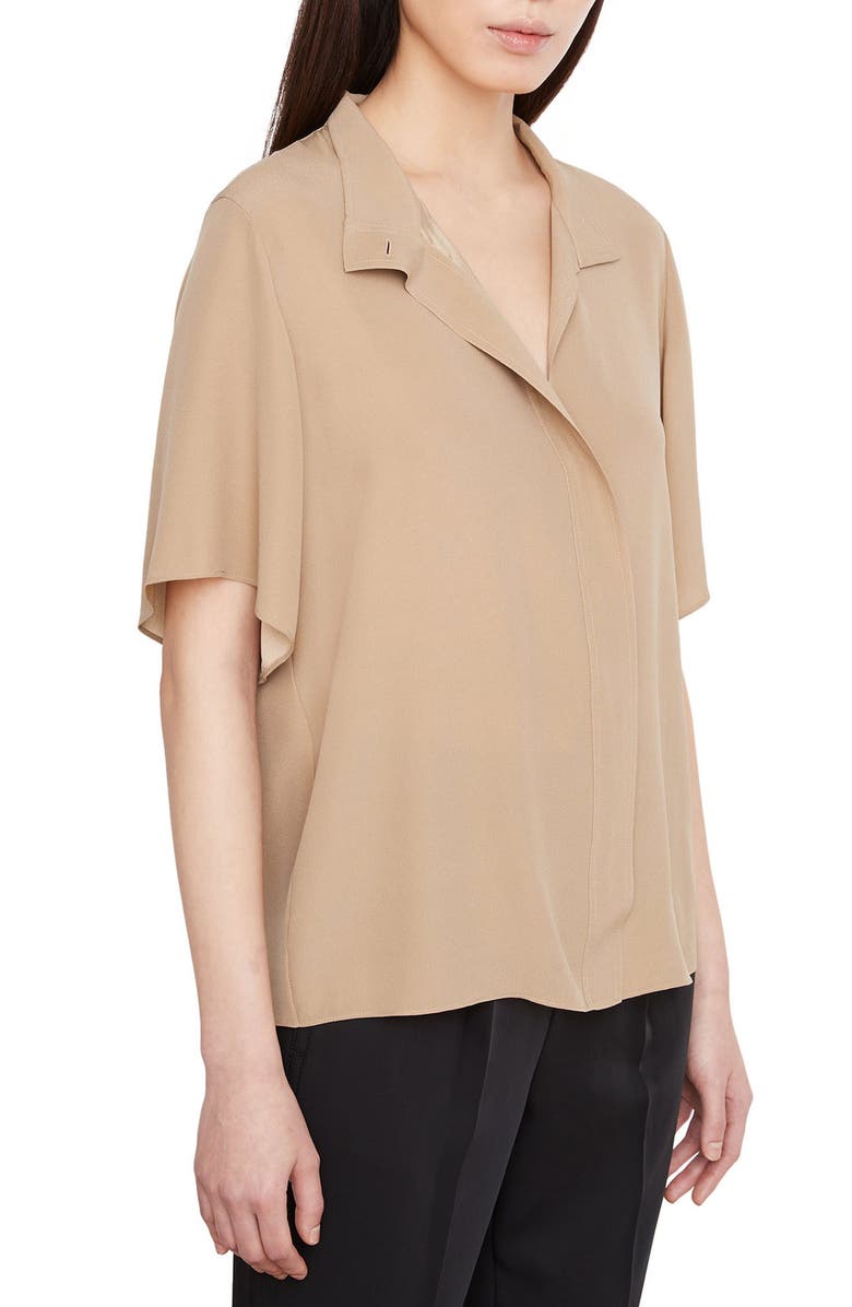 Vince Stand Collar Silk Blend Blouse, Alternate, color,