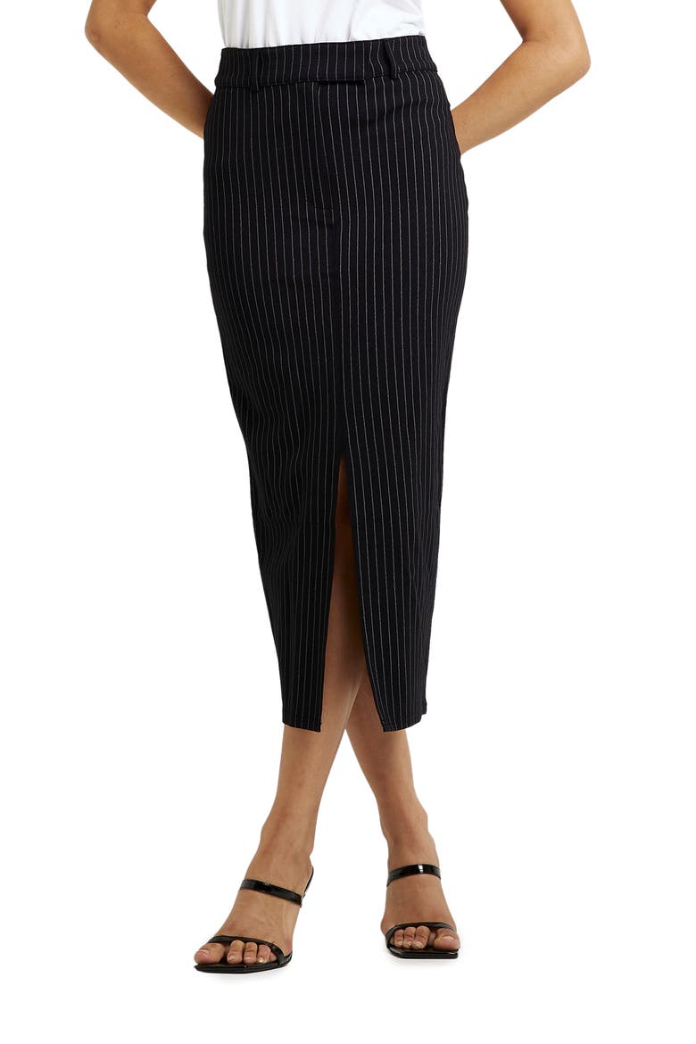 Pinstripe Ponte Knit Midi Skirt, Main, color, NAVY