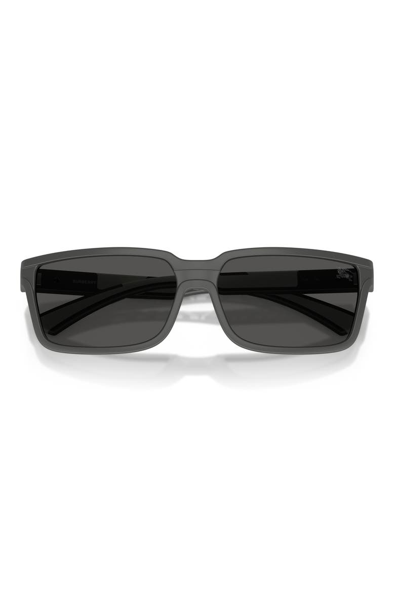61mm Rectangle Sunglasses, Alternate, color, MATTE GREY / DARK GREY