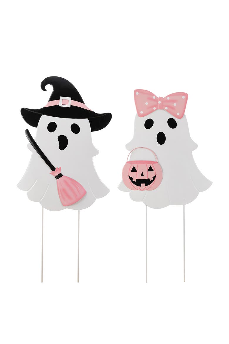 Halloween Metal Ghosts Set Yard Stakes, Main, color, White