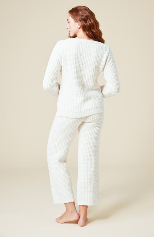 Softies Waffle Marshmallow Boat Neck Lounge Set In White