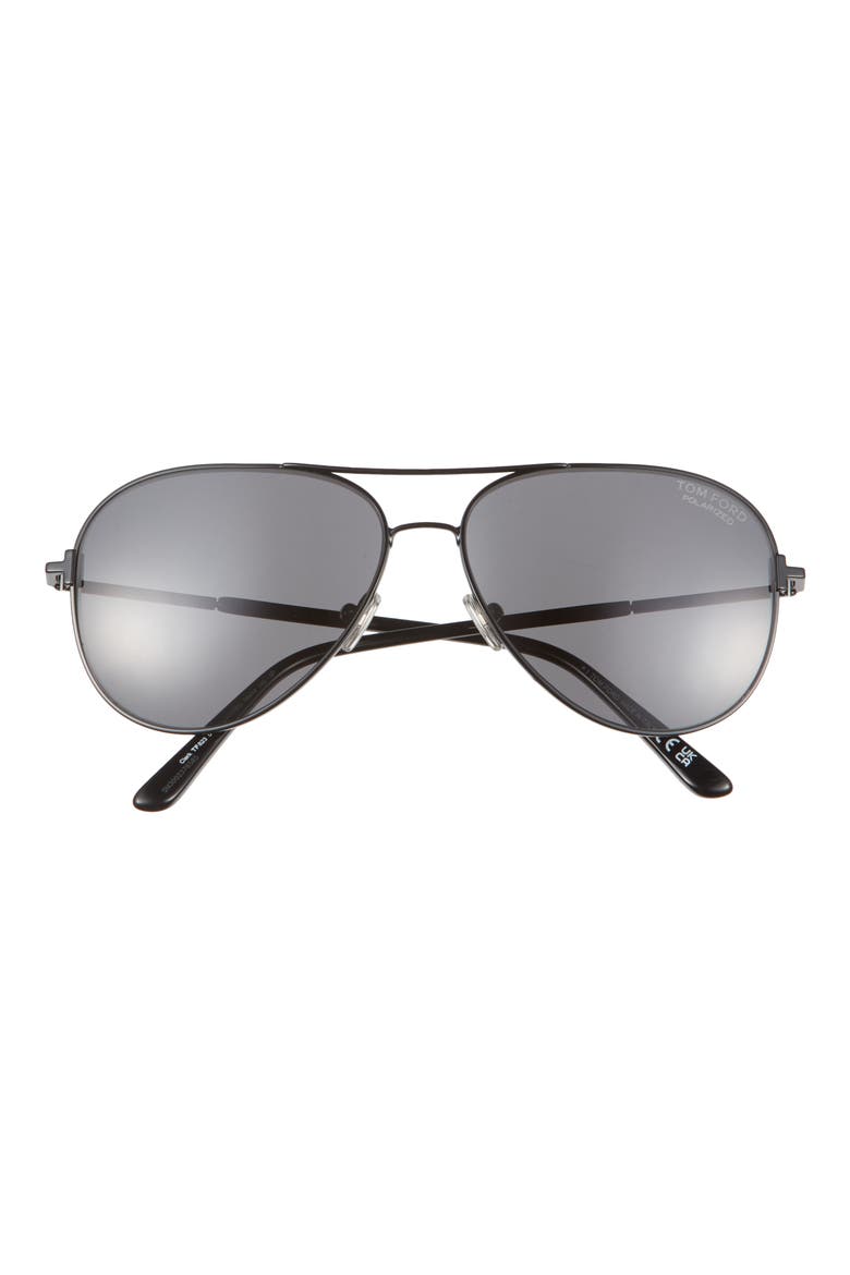 Clark 59mm Pilot Sunglasses, Main, color, SHINY BLACK/ POLAR SMOKE
