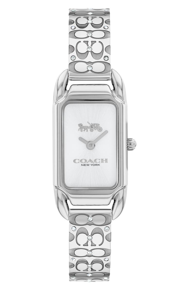COACH Cadie Rectangular Bracelet Watch, 17.5mm x 28.5mm, Main, color, Silver White
