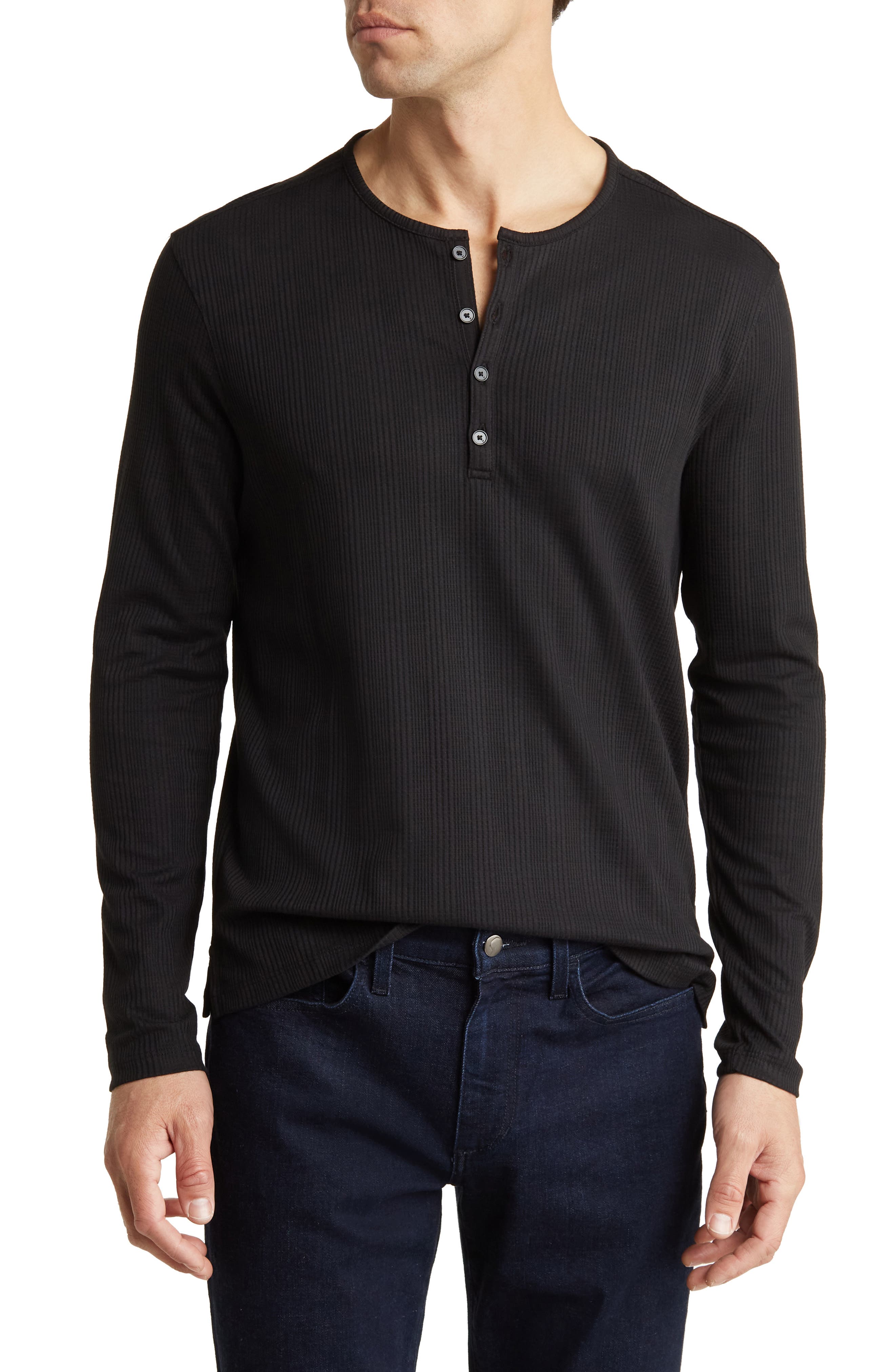 John Varvatos Waffle Stitch Long Sleeve Henley