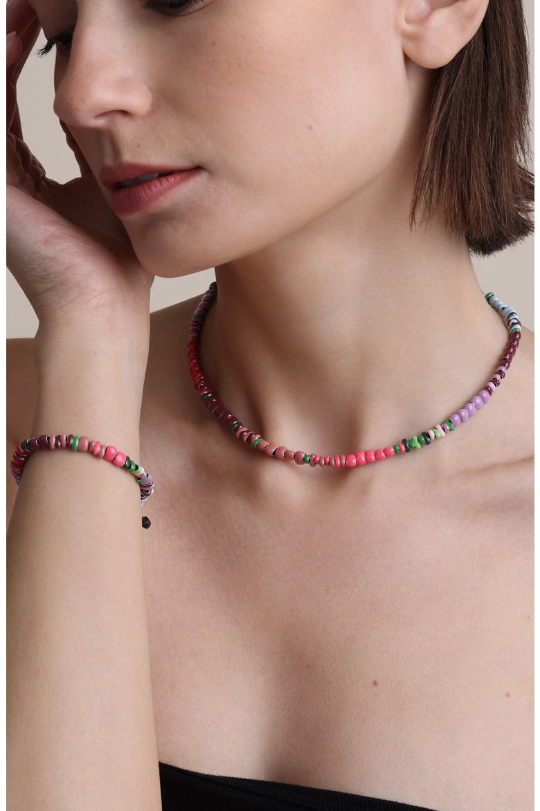 Bouquet Mini Beaded Necklace, Alternate, color, PURPLE MULTI