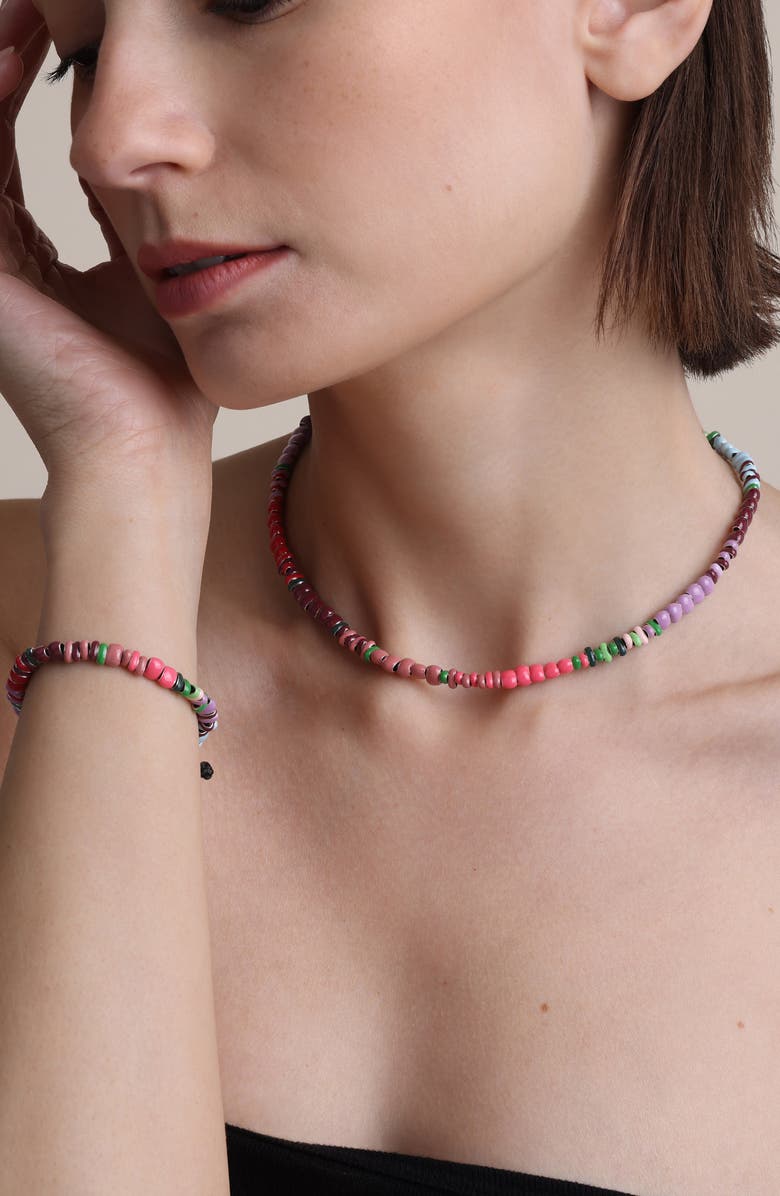 Adina Reyter Bouquet Mini Beaded Necklace, Alternate, color, Purple Multi