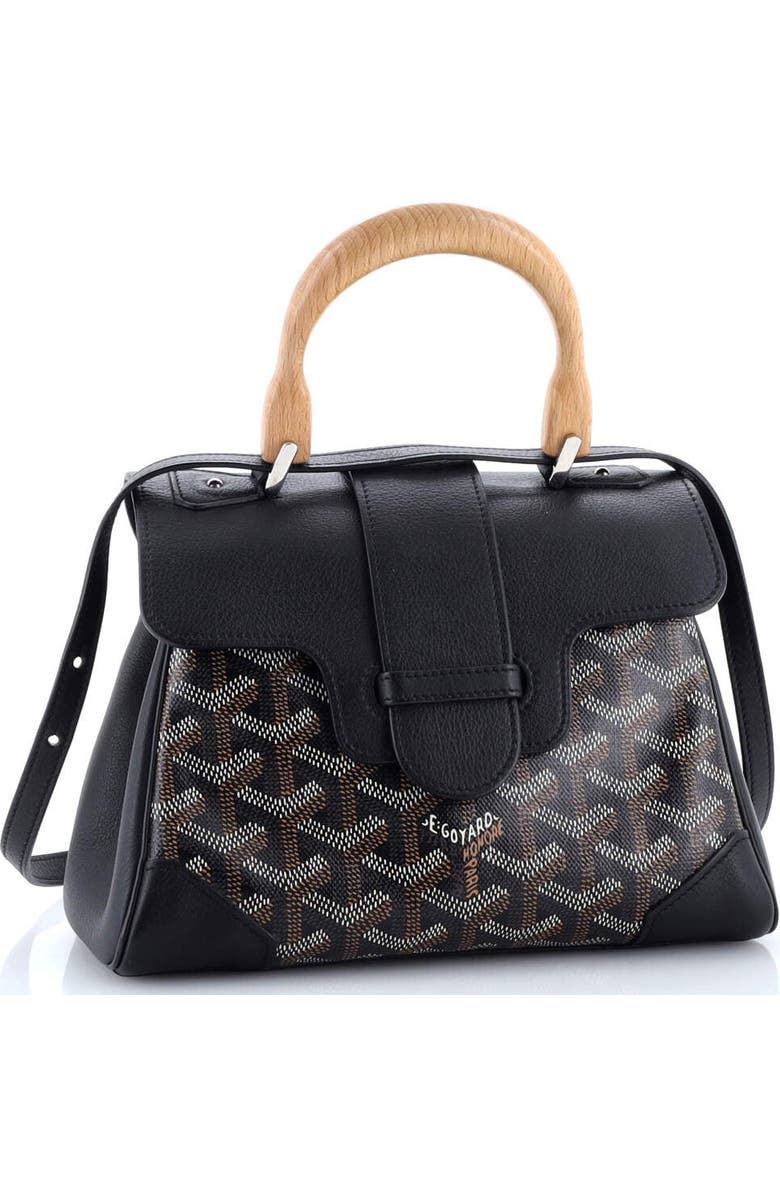 Pre-Owned Goyard Saigon Top Handle Bag Coated Canvas with Leather Mini, Alternate, color, Black