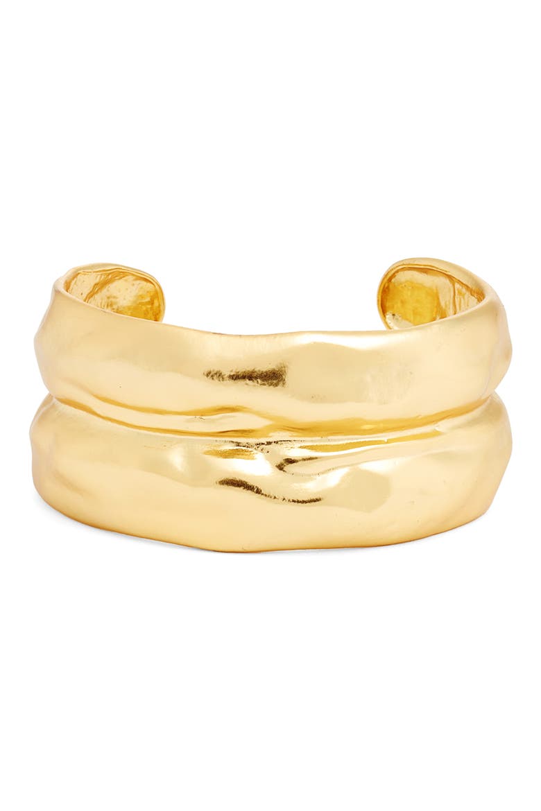 Bubble Textured Cuff Bracelet, Main, color, GOLD