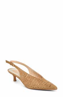 Alenna Perf Slingback Pointed Toe Kitten Heel Pump